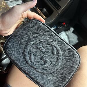 CHANEL Black Quilted Pebbled Leather Crossbody Bag